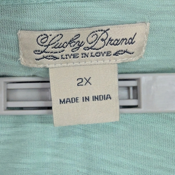 Lucky Brand Mint Green 2X Blouse With Delicate Beading - Picture 9 of 11